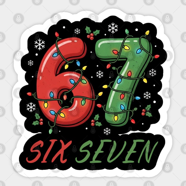 67 Six Seven with Christmas Lights Sticker by Creatifly Graphic Tees